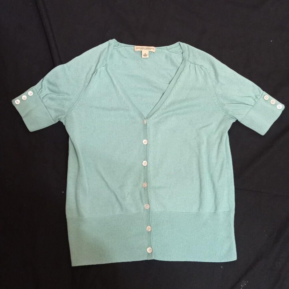 Banana Republic Short sleeve cashmere cardigan in Mint Blue Size S Small $90